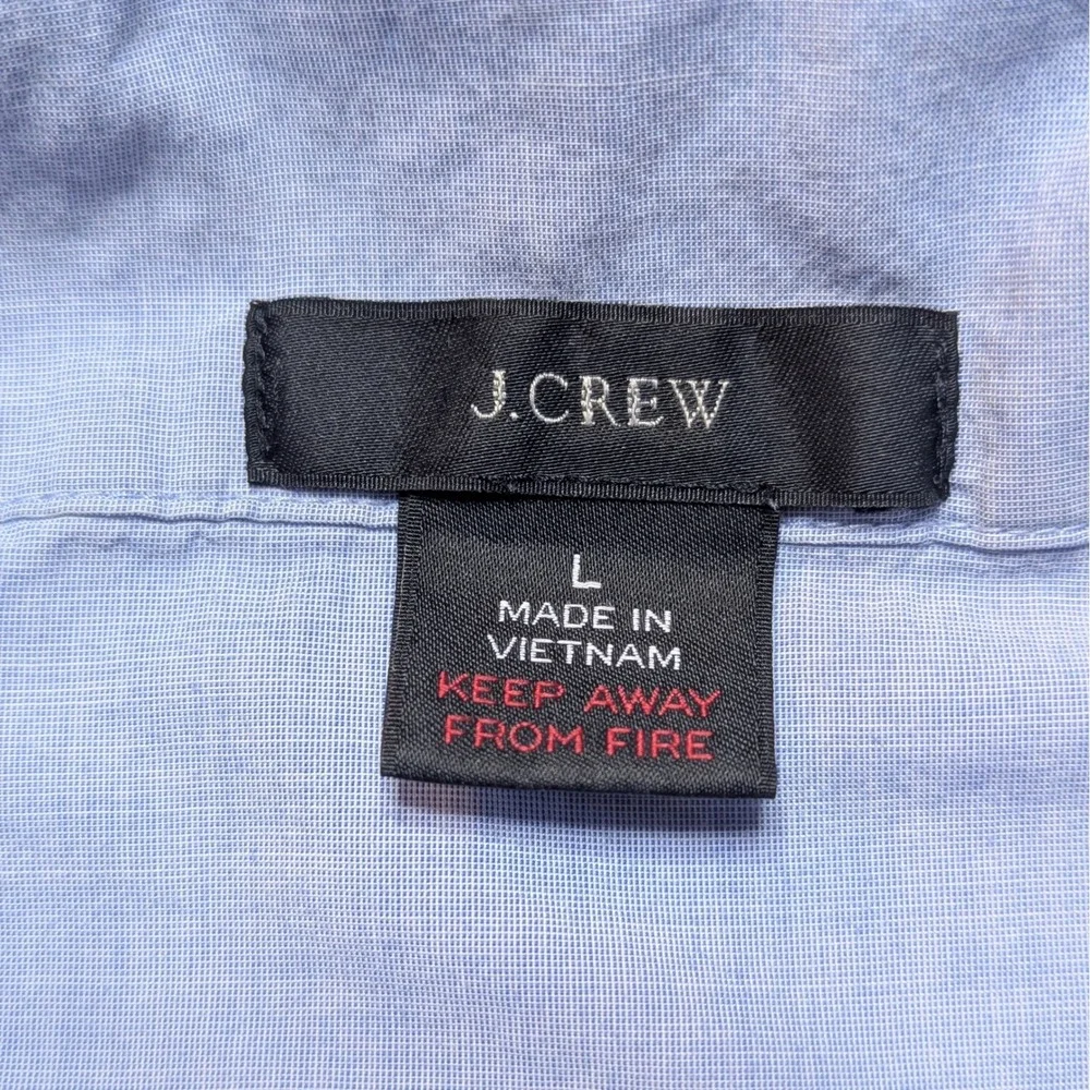 J.Crew Re-Imagined Blue Cotton Pajama Top Button Down‎ Piping H4364 Womens L